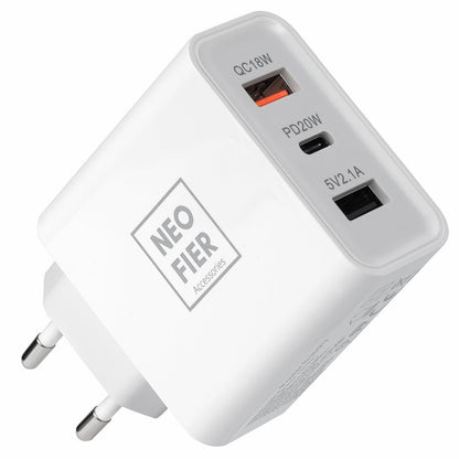 3 Port Wall Charging Adapter - Type C and USB A